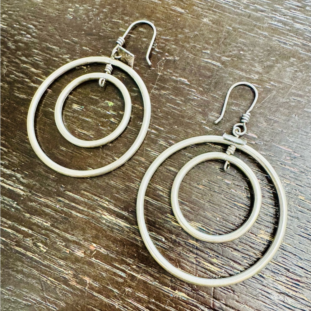 Vintage 925 Sterling Silver Double Hoop Earrings